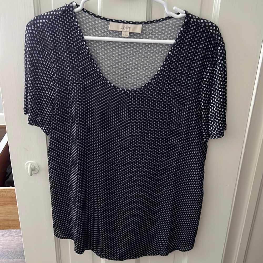 LOFT blue and white patterned shirt